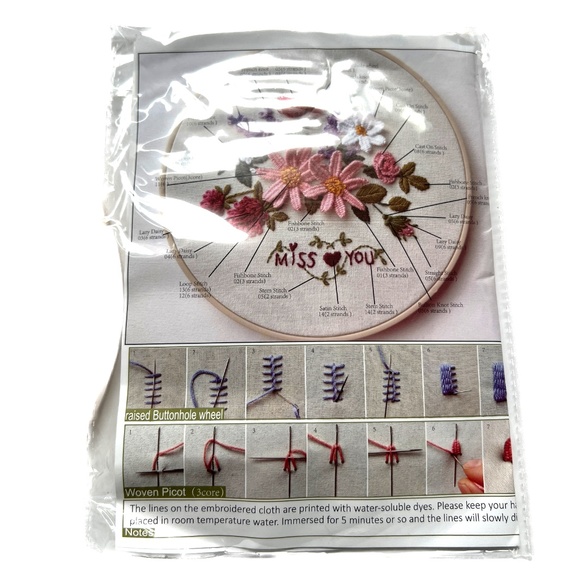 Embroidery Kit DIY Craft Handmade Floral Pattern Hoop Needle Cloth Thread Instr - Picture 2 of 6